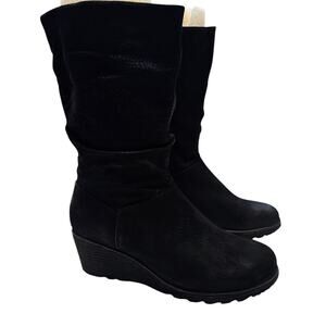 Dansko Cassy Wedge Suede Boot Black Leather Womens EU 40 US 9.5